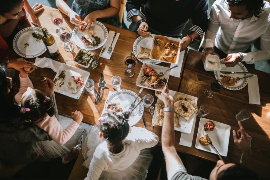Family dinner enjoyed without calorie counting